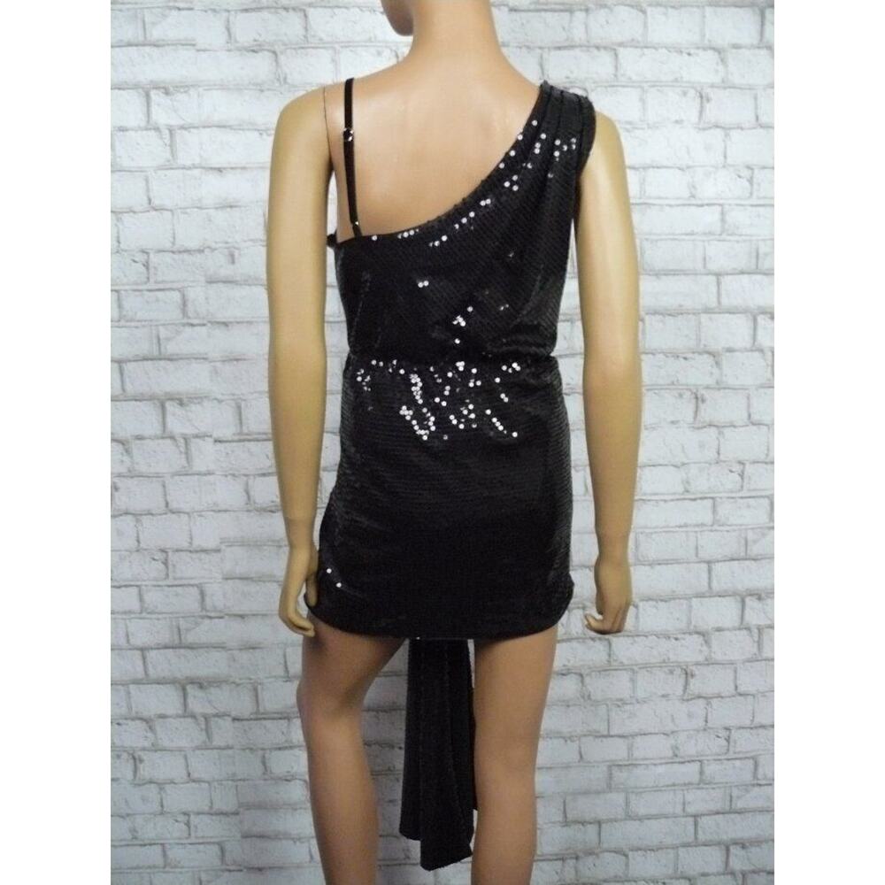 h:ours Black Sequin Draped & Pleated Dress w/ Bodysuit Small NEW - Picture 7 of 8